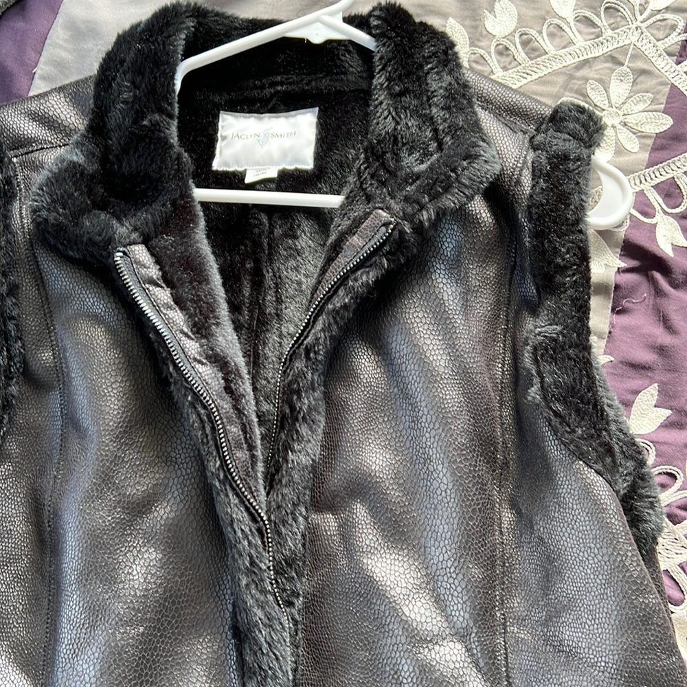 Black faux fur vest